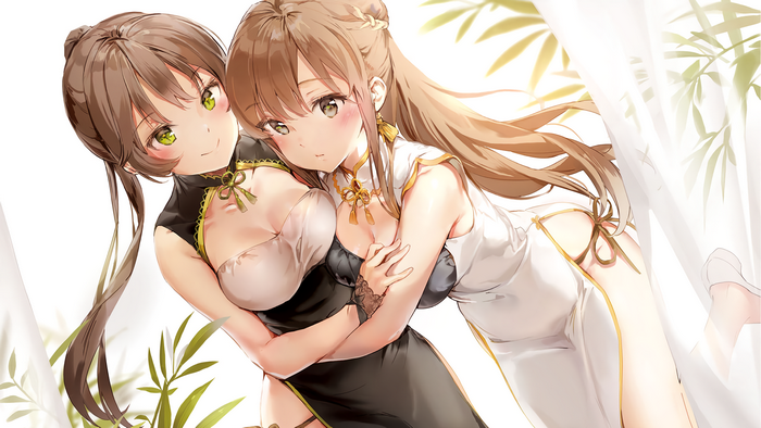 Two anime girls in Chinese dresses