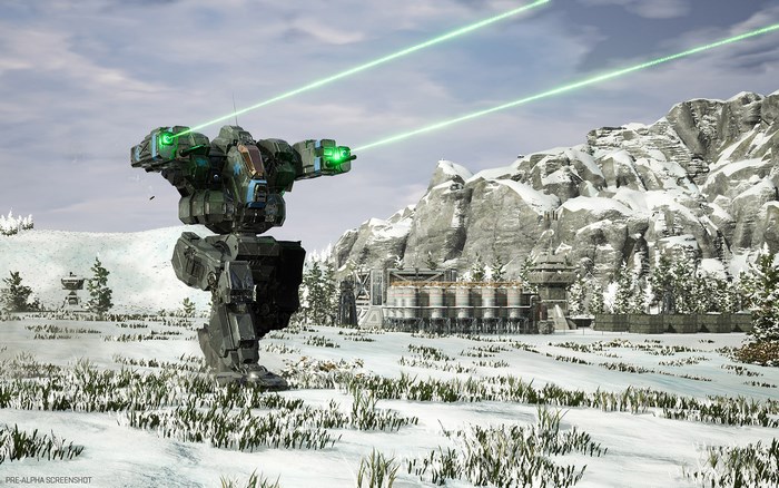 MechWarrior 5: Mercenaries mech firing lasers