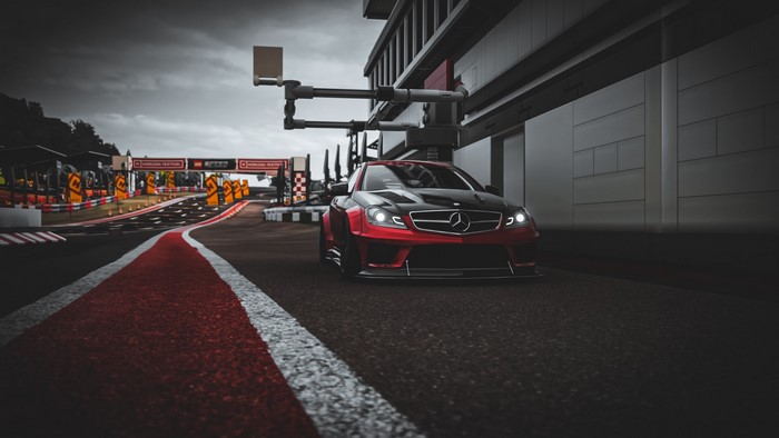 Mercedes-Benz C63 AMG Black Series on a Racetrack