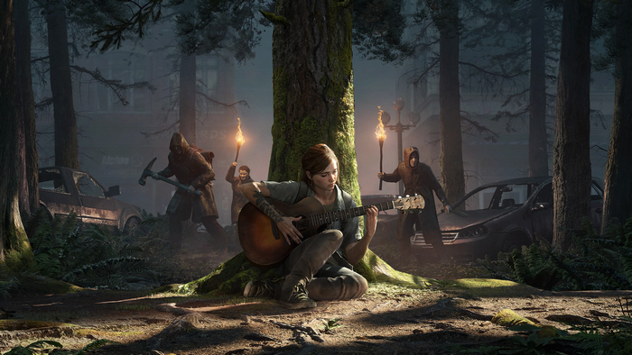 Ellie from The Last of Us Part II playing guitar