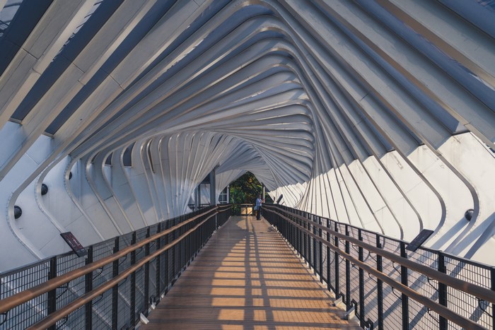 Architecture of a modern bridge in Jakarta, Indonesia