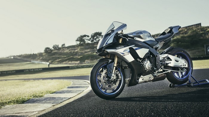 Yamaha R1 motorcycle on a race track