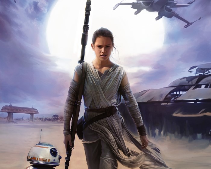 Rey and BB-8 from Star Wars on Jakku