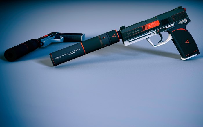 Two USP Tactical pistols with suppressors