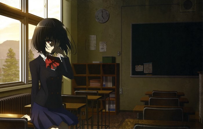 Misaki Mei from Another in a classroom