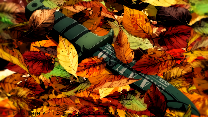 Knife in leaves from Assassination Classroom
