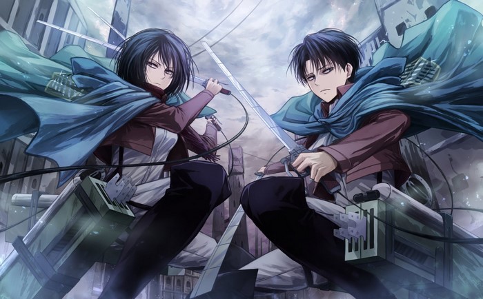Mikasa Ackerman and Levi Ackerman from Attack on Titan