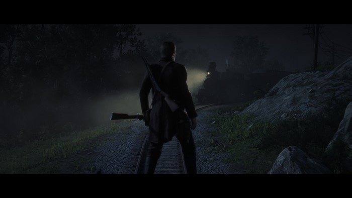 Arthur Morgan by Train in Red Dead Redemption
