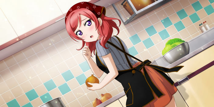 Nishikino Maki from Love Live! Series in a kitchen