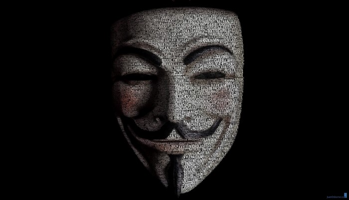 V for Vendetta mask made of typography by Juan Osborne