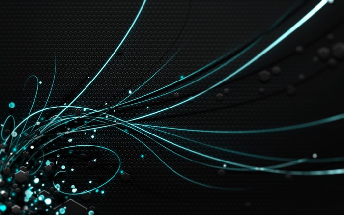 Abstract blue lines and particles on a dark textured background