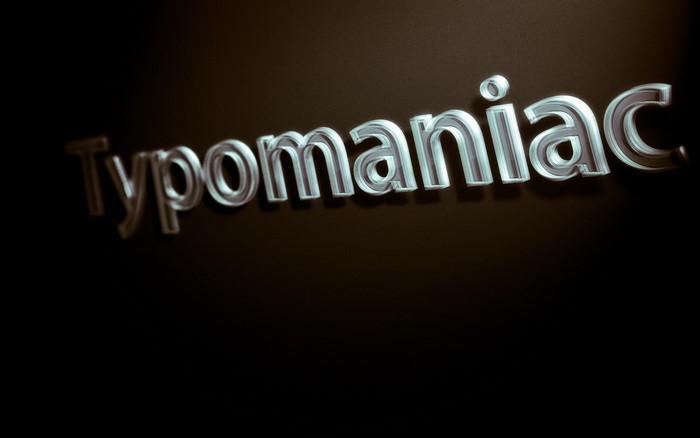Typomaniac text in 3D chrome effect