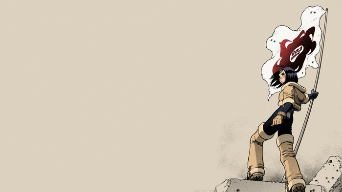 Alita from Battle Angel Alita holding a flag