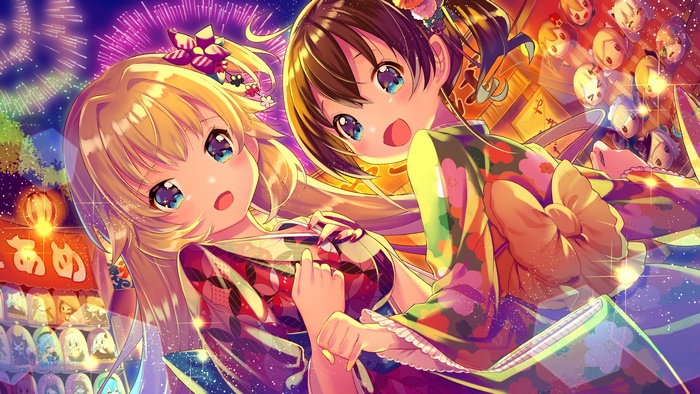 Hololive's Akai Haato and Natsuiro Matsuri at a Festival