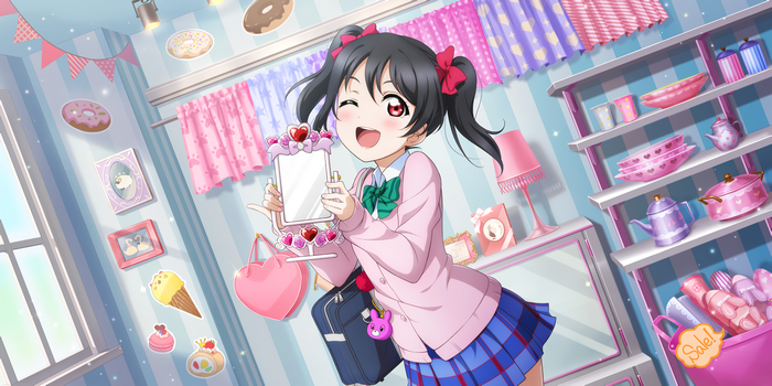 Nico Yazawa from Love Live! holding a mirror
