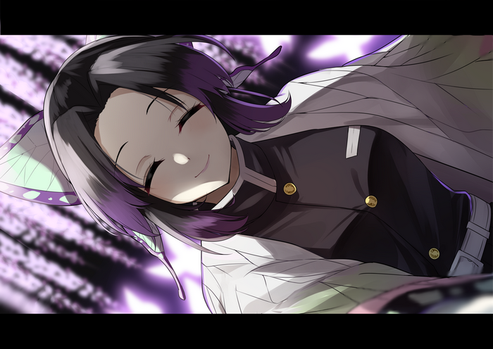Kochou Shinobu from Kimetsu no Yaiba smiling
