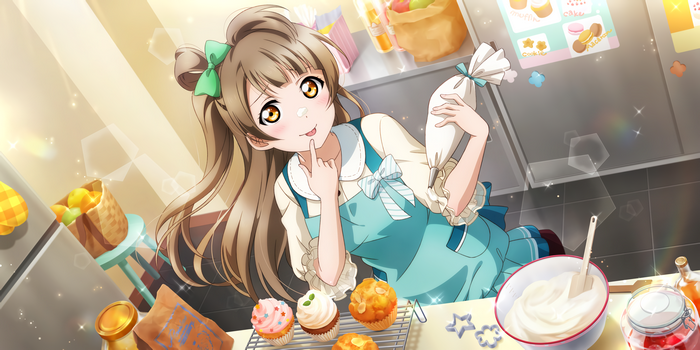 Minami Kotori from Love Live! baking cupcakes