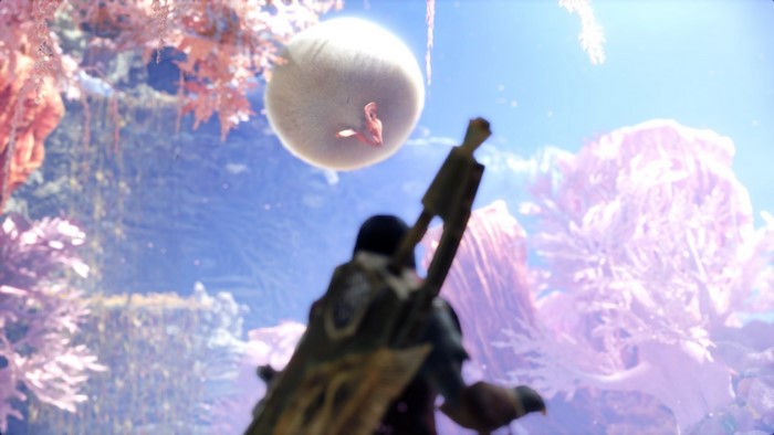 Monster Hunter: World player with a fluffy monster