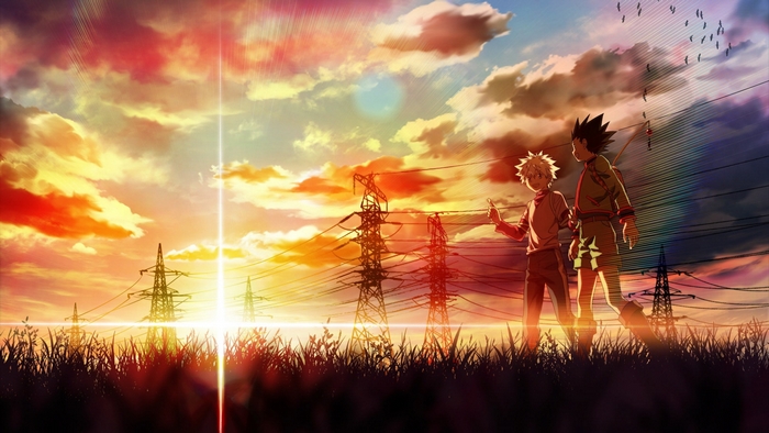 Gon and Killua Walking at Sunset