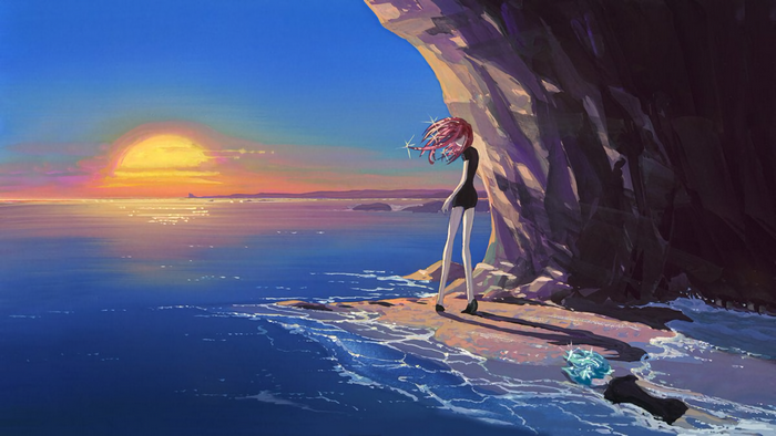 Phos and Cinnabar from Houseki no Kuni at sunset