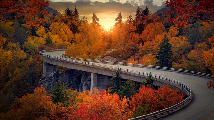 Linn Cove Viaduct on the Blue Ridge Parkway in Fall
