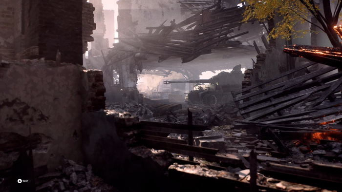 Tank in destroyed city, Battlefield V screenshot