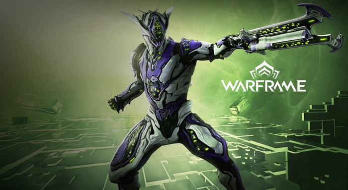 Loki from Warframe holding a weapon