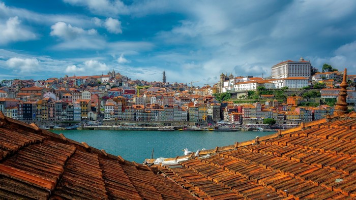 Porto cityscape with terracotta rooftops and river