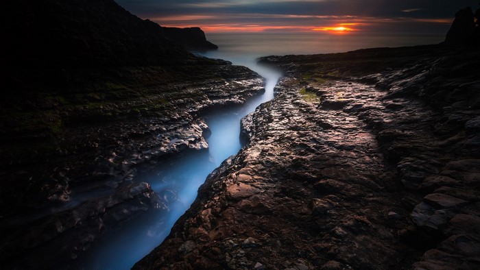 Sunset over Davenport Crack, California