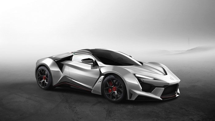 Silver Fenyr Supersport car in mist