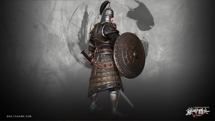 Armored warrior with shield and sword from Blood of Steel