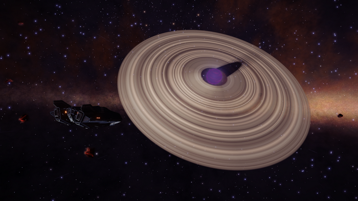 Elite: Dangerous ASP Explorer near a ringed planet