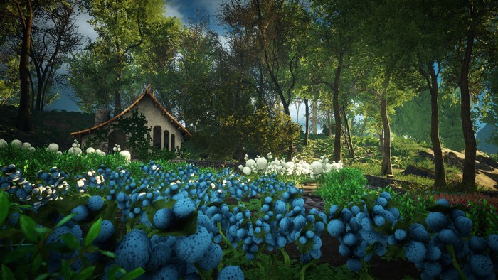 4K nature scene with flowers and trees