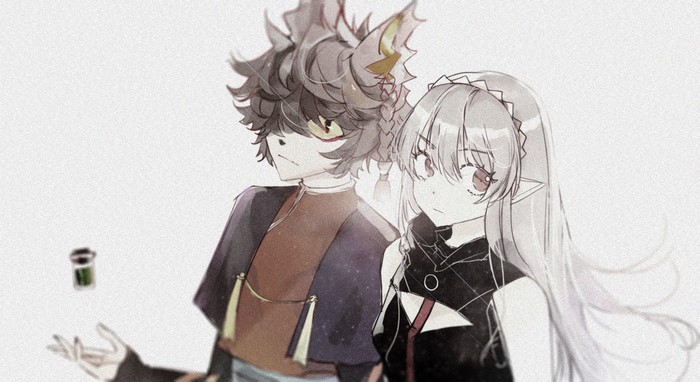 Aak and Warfarin from Arknights