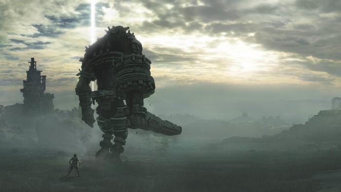 Wander and a Colossus in Shadow of the Colossus