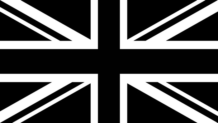 Union Jack flag in black and white