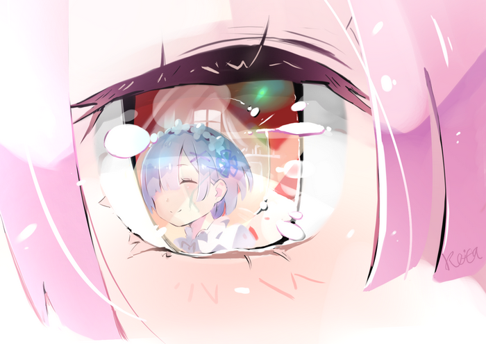 Rem from Re:Zero reflected in an eye by Hoshizaki Reita