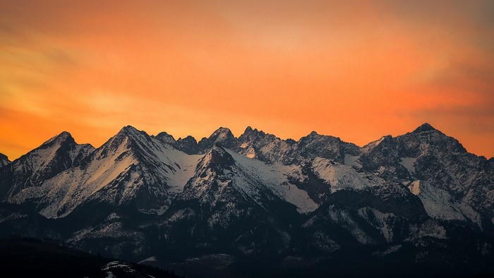 Snowy Tatra Mountains at Sunset