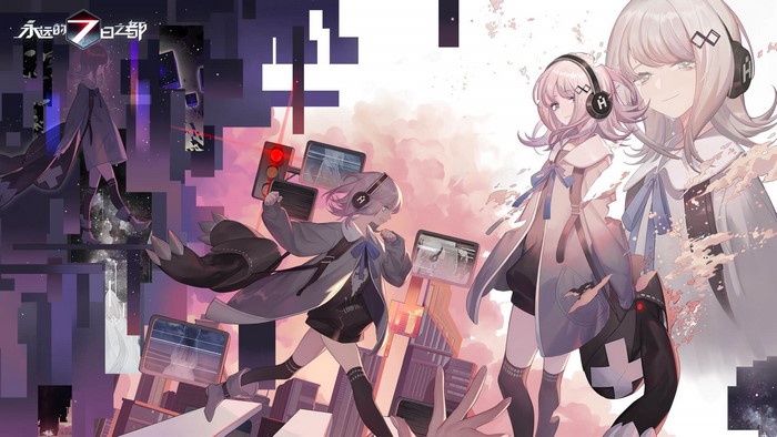 Anime girls from Forever 7th Capital with headphones