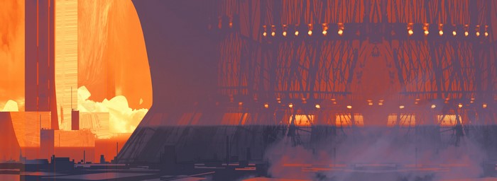 4K science fiction city with large structures