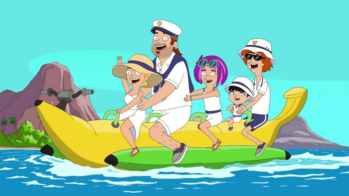 Duncanville family on a banana boat