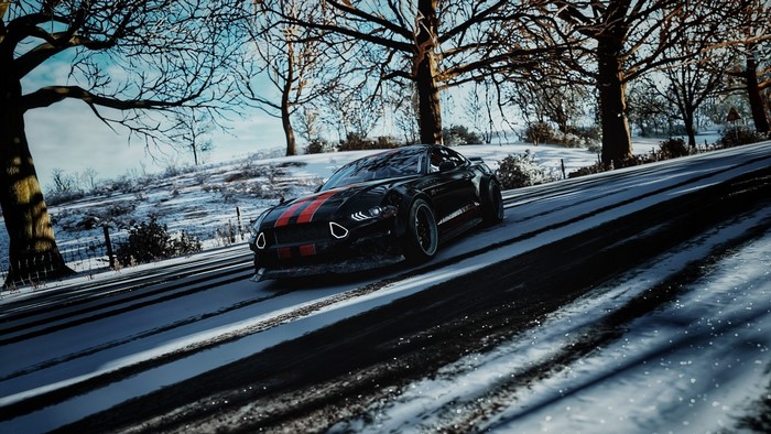 Ford Mustang RTR in Forza Horizon 4 during winter