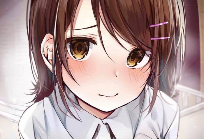 Anime girl with brown hair and eyes