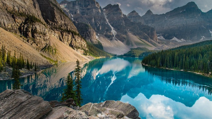 Moraine Lake with Mountains and Forest in Canada