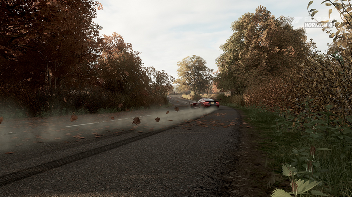 Dodge Viper drifting on a road in Forza Horizon 4