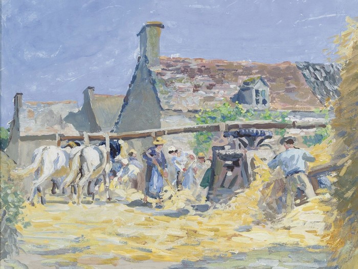 The Threshing Floor by Louis Piett, 1876