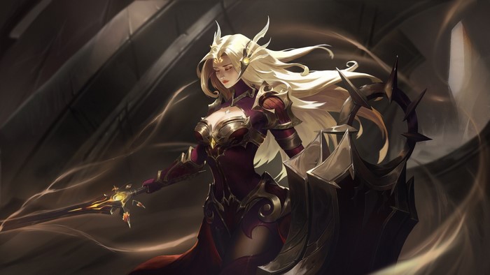 Leona from League of Legends with sword and shield