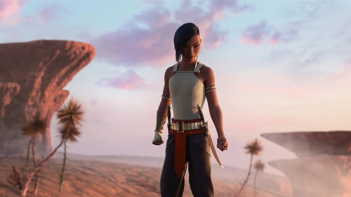 Namaari from Raya and the Last Dragon in a desert landscape