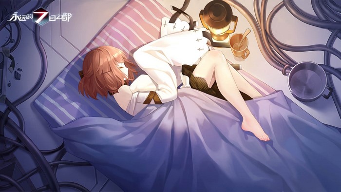Girl sleeping in bed with wires