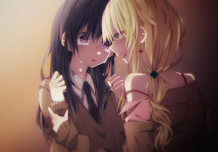 Yuzu Aihara and Mei Aihara from Citrus crying